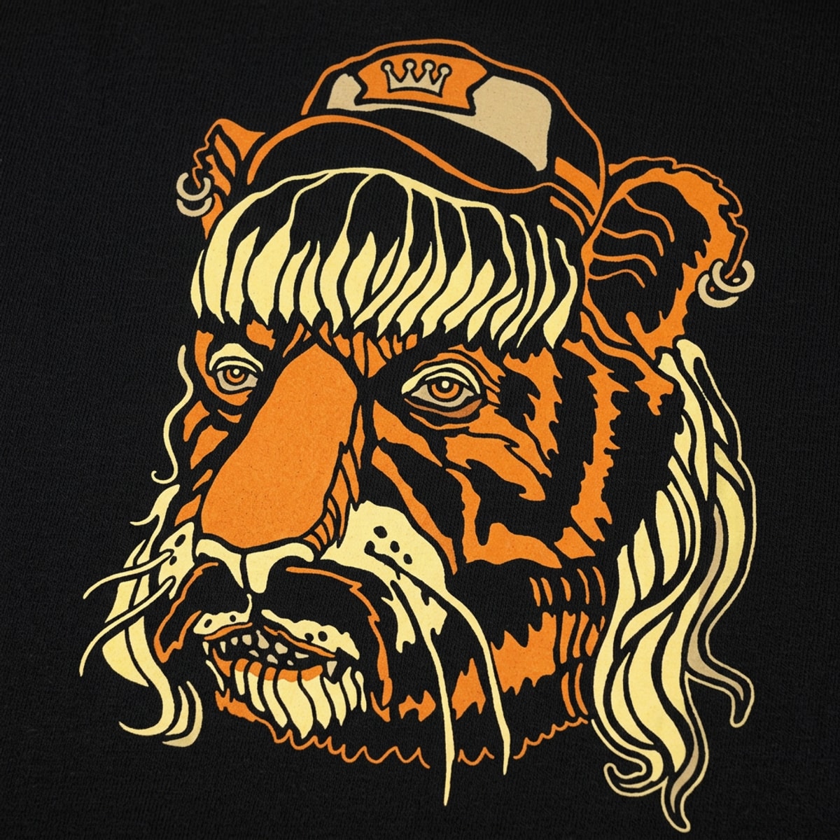 Tiger Man Mullet Half Man Half Tiger Face detail
