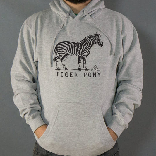 Tiger Pony Striped Zebra Pun Illustration graphic Hoodie in Gray Heather