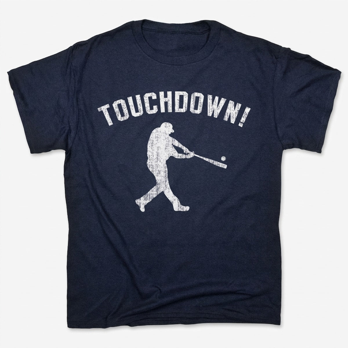 Touchdown Baseball Player Swinging a Bat in Navy Blue