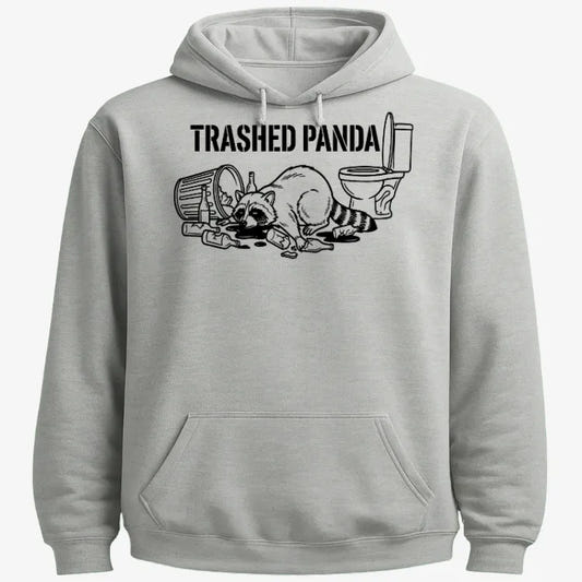Trashed Panda Tee graphic Hoodie in Gray Heather