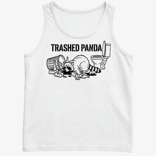 Trashed Panda Tee graphic Men's Tank Top in White