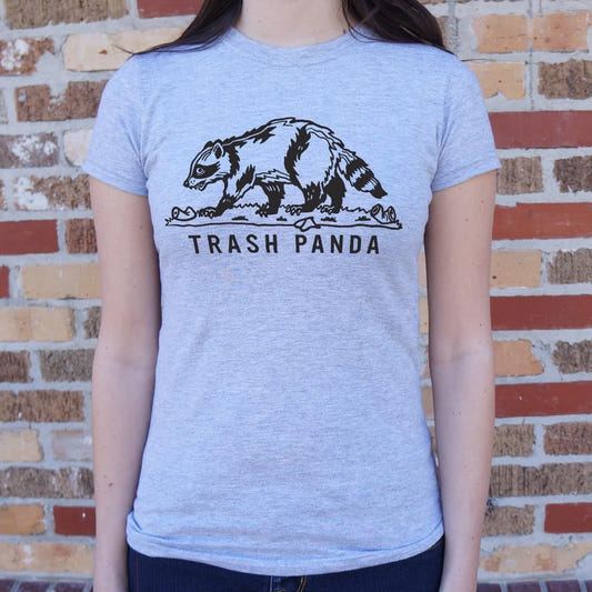 Trash Panda Raccoon Garbage Pun graphic Women's T-Shirt in Gray Granite