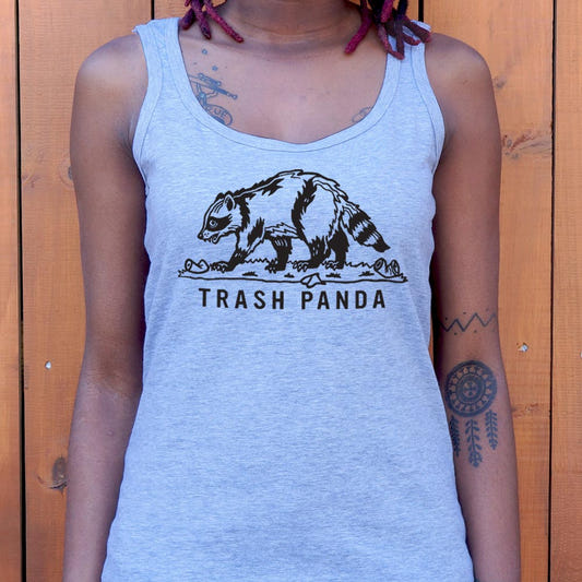 Trash Panda Raccoon Garbage Pun graphic Women's Tank Top in Gray Granite
