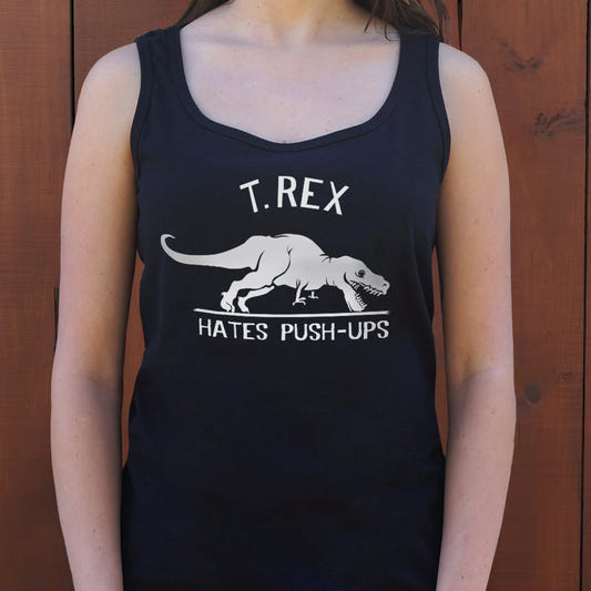 T. Rex Hates Push-Ups graphic Women's Tank Top in Midnight