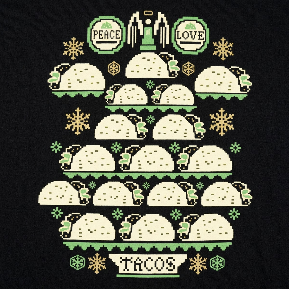 Ugly Taco Christmas Sweater Peace Love Tacos detail