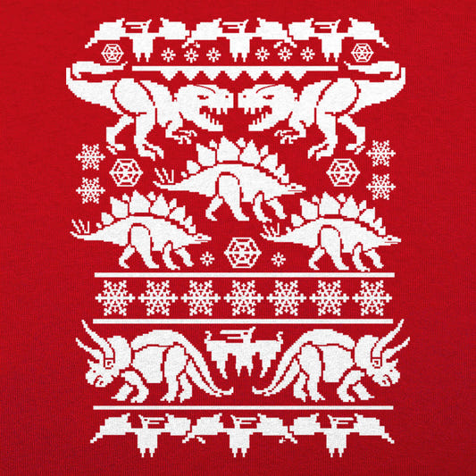 Ugly Dinosaur Sweater Pattern T-Rex and Triceratops graphic tee design