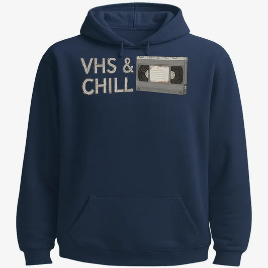 VHS & Chill Vintage Vibe-Hoodie-Navy Blue