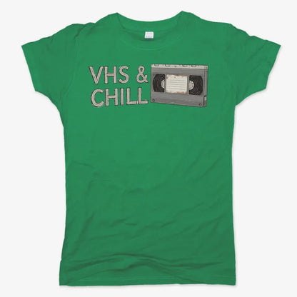 VHS & Chill Vintage Vibe-Women's T-Shirt-Lucky Green