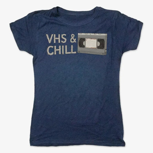 VHS & Chill Vintage Vibe-Women's T-Shirt-True Navy