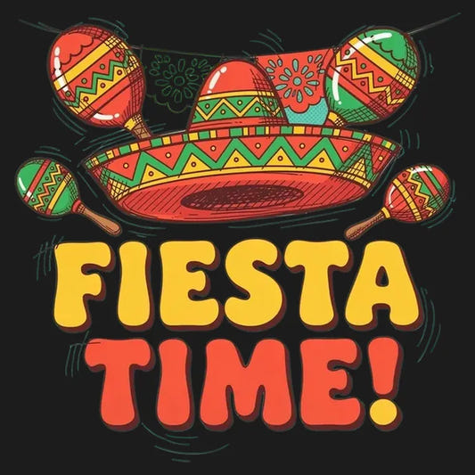 Vibrant Fiesta Time T-Shirt graphic tee design