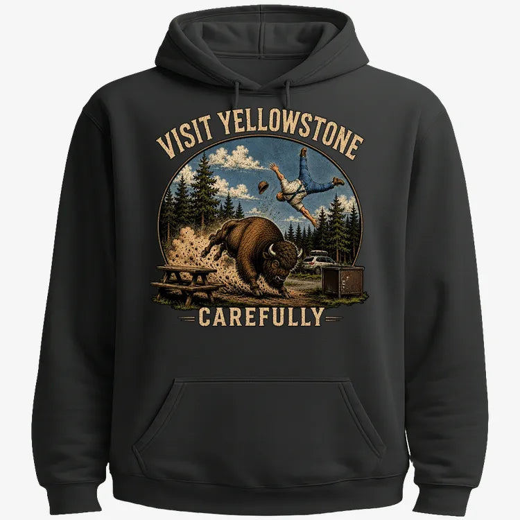 Visit Yellowstone Carefully-Hoodie-Black