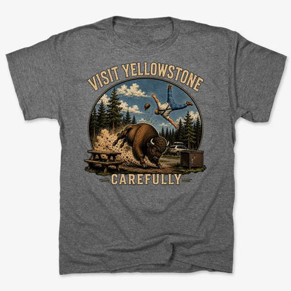 Visit Yellowstone Carefully-Men's T-Shirt-Charcoal Heather