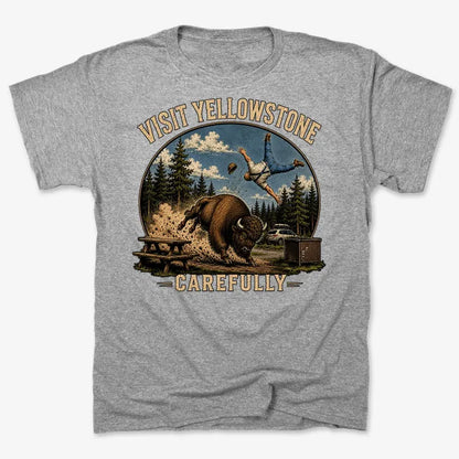 Visit Yellowstone Carefully-Men's T-Shirt-Gray Heather