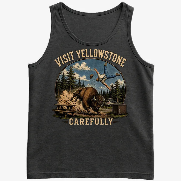 Visit Yellowstone Carefully-Men's Tank Top-Black