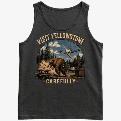 Visit Yellowstone Carefully-Men's Tank Top-Black