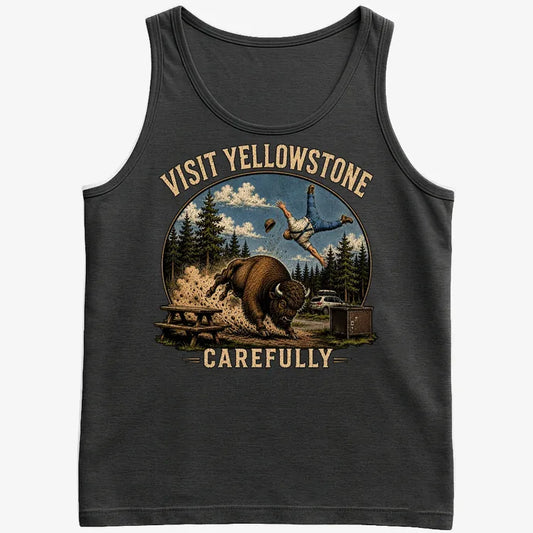 Visit Yellowstone Carefully-Men's Tank Top-Black