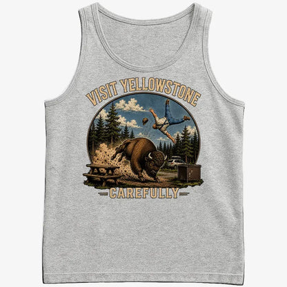 Visit Yellowstone Carefully-Men's Tank Top-Gray Heather