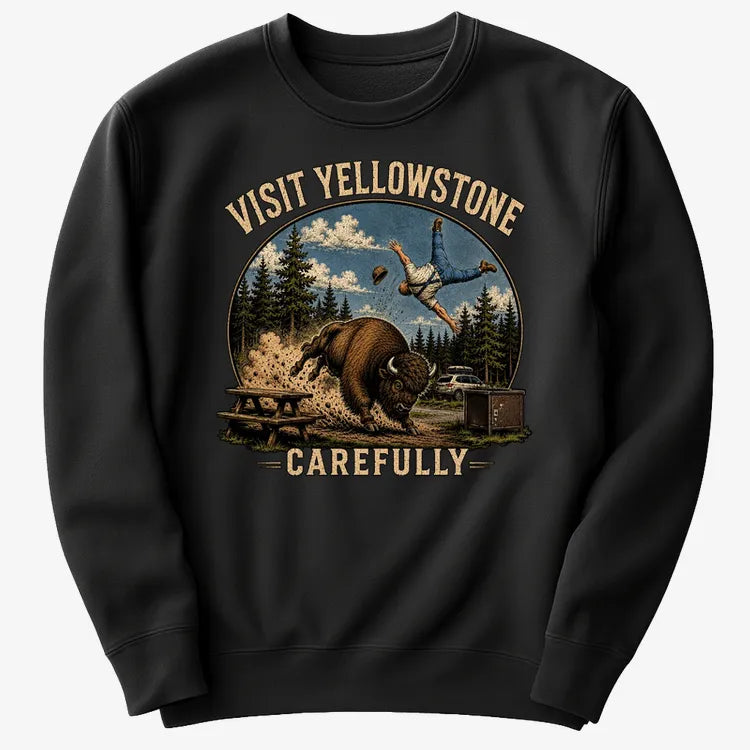 Visit Yellowstone Carefully-Sweater-Black