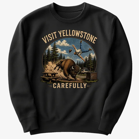 Visit Yellowstone Carefully-Sweater-Black