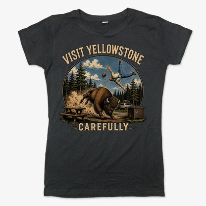 Visit Yellowstone Carefully-Women's T-Shirt-Midnight