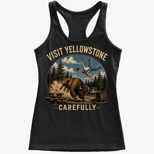 Visit Yellowstone Carefully-Women's Tank Top-Midnight