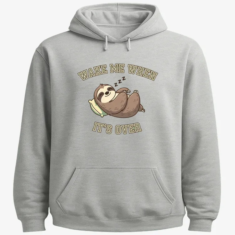Wake Me When It's Over Sloth Vibe-Hoodie-Gray Heather