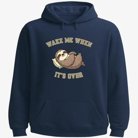 Wake Me When It's Over Sloth Vibe-Hoodie-Navy Blue