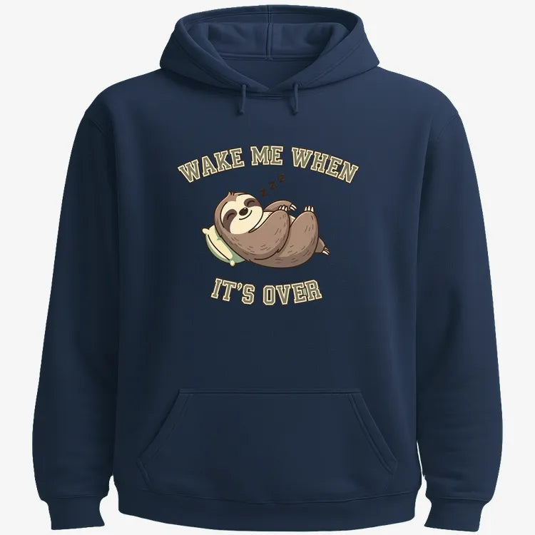 Wake Me When It's Over Sloth Vibe-Hoodie-Navy Blue