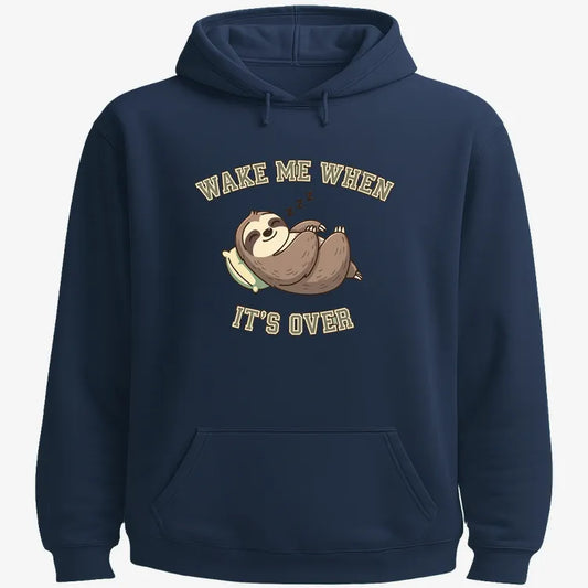 Wake Me When It's Over Sloth Vibe-Hoodie-Navy Blue