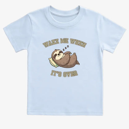Wake Me When It's Over Sloth Vibe-Kids T-Shirt-Blue
