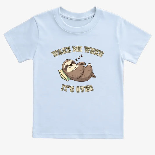 Wake Me When It's Over Sloth Vibe-Kids T-Shirt-Blue