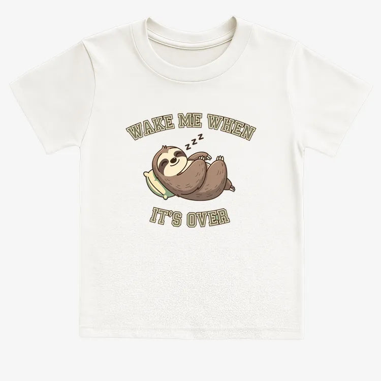 Wake Me When It's Over Sloth Vibe-Kids T-Shirt-White