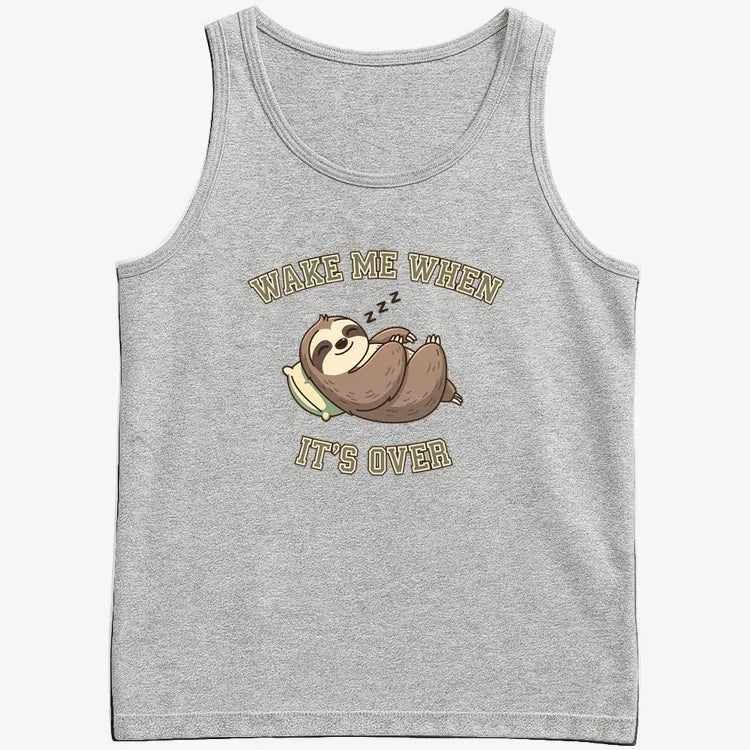 Wake Me When It's Over Sloth Vibe-Men's Tank Top-Gray Heather