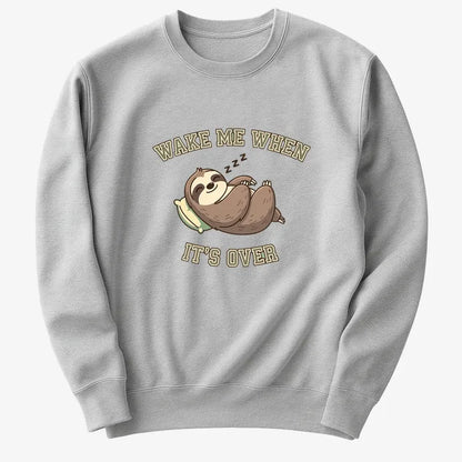 Wake Me When It's Over Sloth Vibe-Sweater-Gray Heather