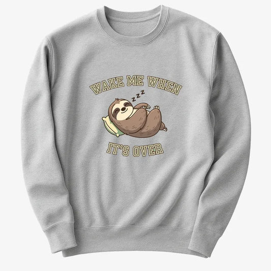 Wake Me When It's Over Sloth Vibe-Sweater-Gray Heather