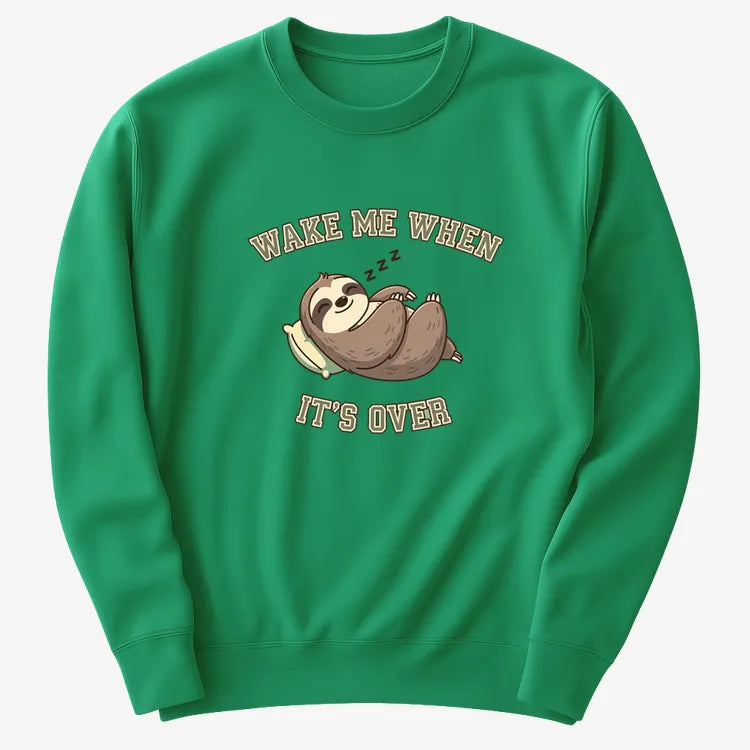 Wake Me When It's Over Sloth Vibe-Sweater-Green