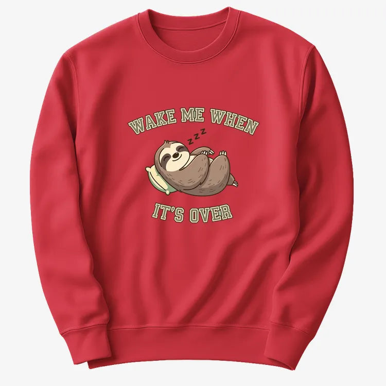 Wake Me When It's Over Sloth Vibe-Sweater-Red