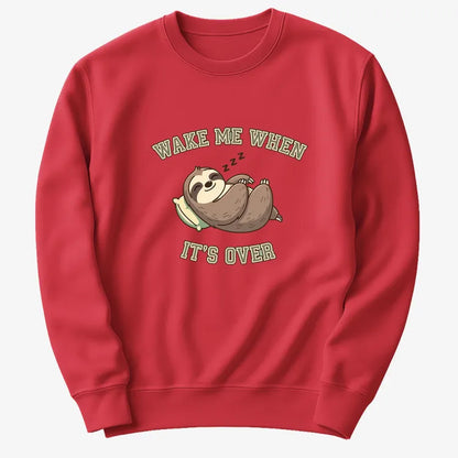 Wake Me When It's Over Sloth Vibe-Sweater-Red