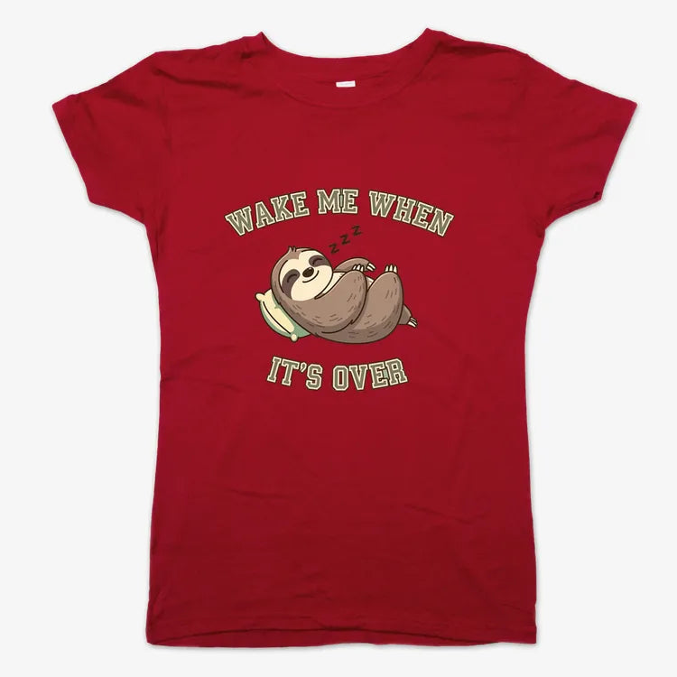 Wake Me When It's Over Sloth Vibe-Women's T-Shirt-Deep Red