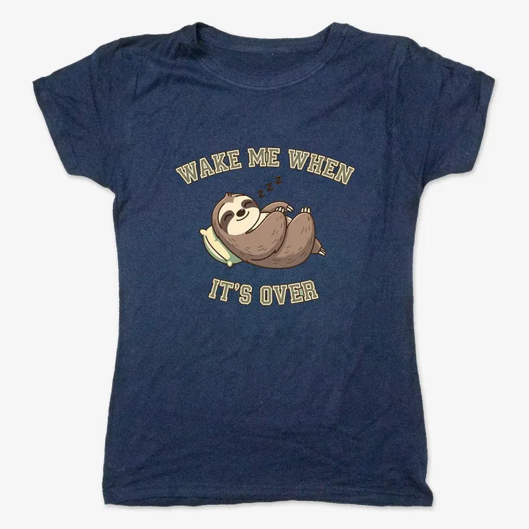 Wake Me When It's Over Sloth Vibe-Women's T-Shirt-True Navy