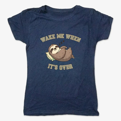 Wake Me When It's Over Sloth Vibe-Women's T-Shirt-True Navy