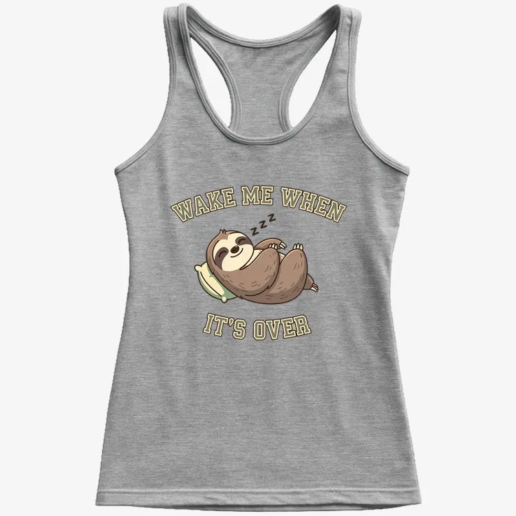 Wake Me When It's Over Sloth Vibe-Women's Tank Top-Gray Granite