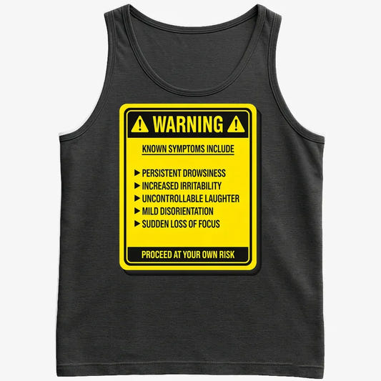 Warning: Known Symptoms Include graphic Men's Tank Top in Black