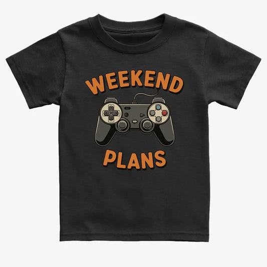 Weekend Plans Gaming Controller-Kids T-Shirt-Black