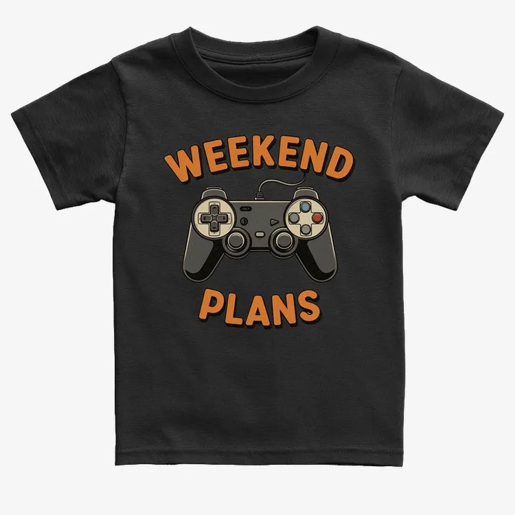 Weekend Plans Gaming Controller-Kids T-Shirt-Black