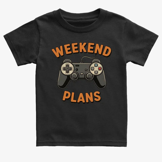 Weekend Plans Gaming Controller-Kids T-Shirt-Black