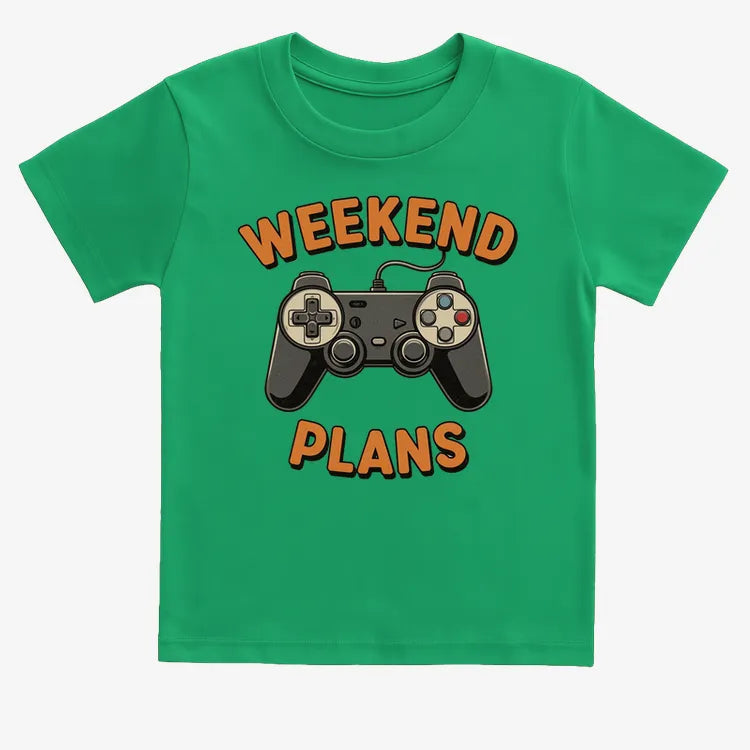 Weekend Plans Gaming Controller-Kids T-Shirt-Green