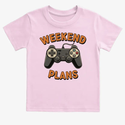 Weekend Plans Gaming Controller-Kids T-Shirt-Pink