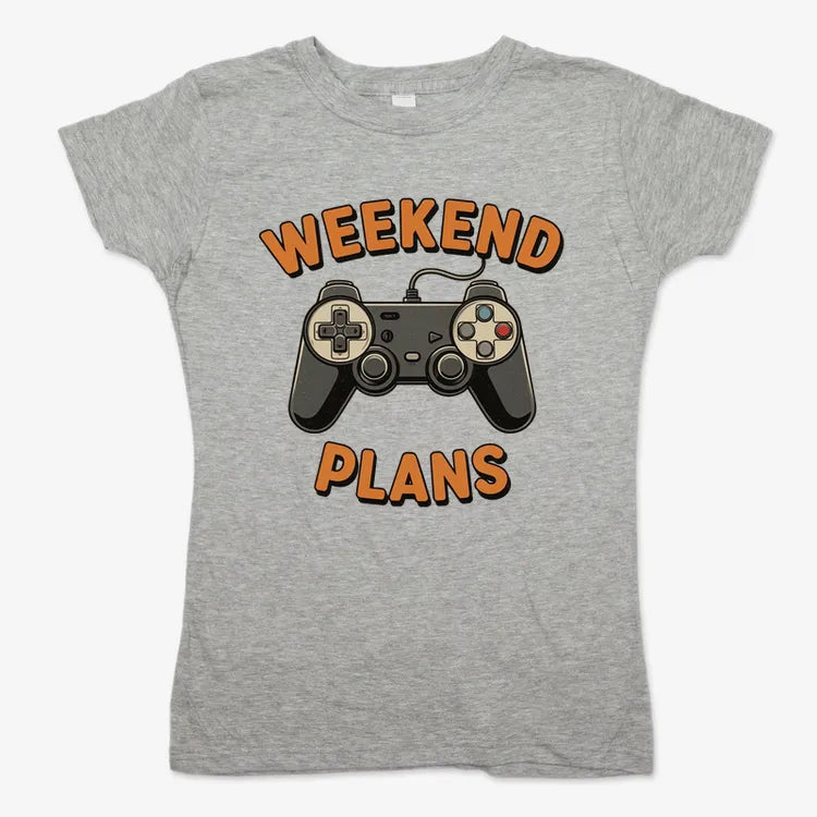 Weekend Plans Gaming Controller-Women's T-Shirt-Gray Granite