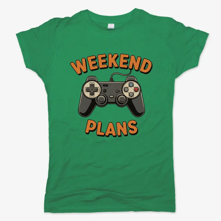 Weekend Plans Gaming Controller-Women's T-Shirt-Lucky Green